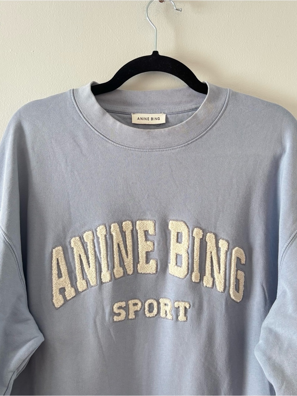 Anine Bing Tyler Crewneck in Capri Blue Oversized Sweatshirt Sweater Graphic - Picture 5 of 10